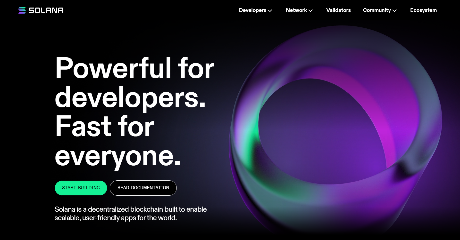 Solana landing page