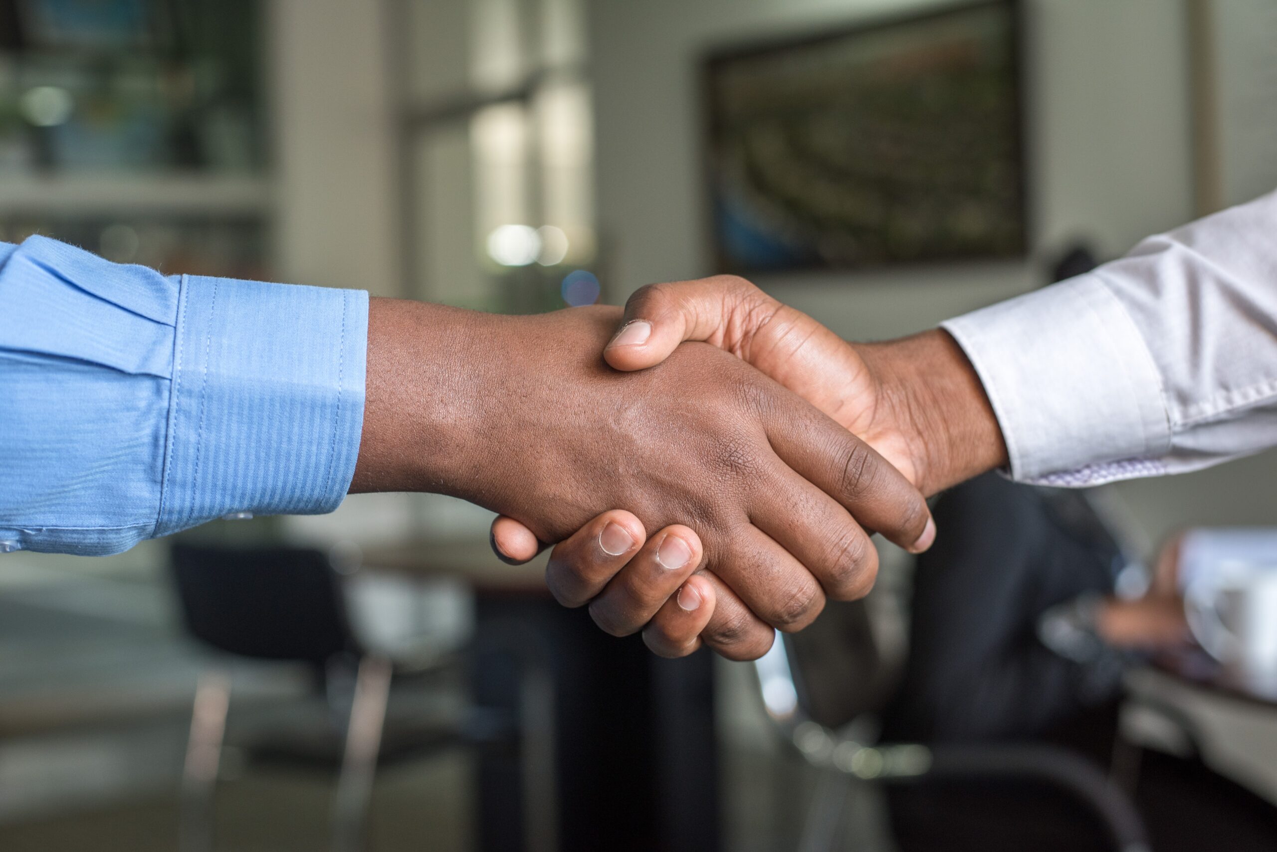 2 individuals handshaking in agreement