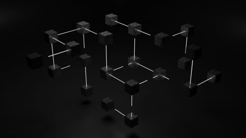 black blocks connected in a virtual black space