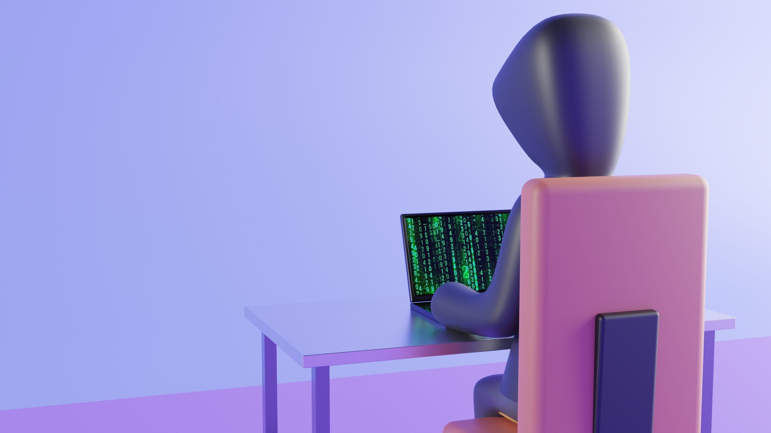 a mannequin working with codelines for an application.