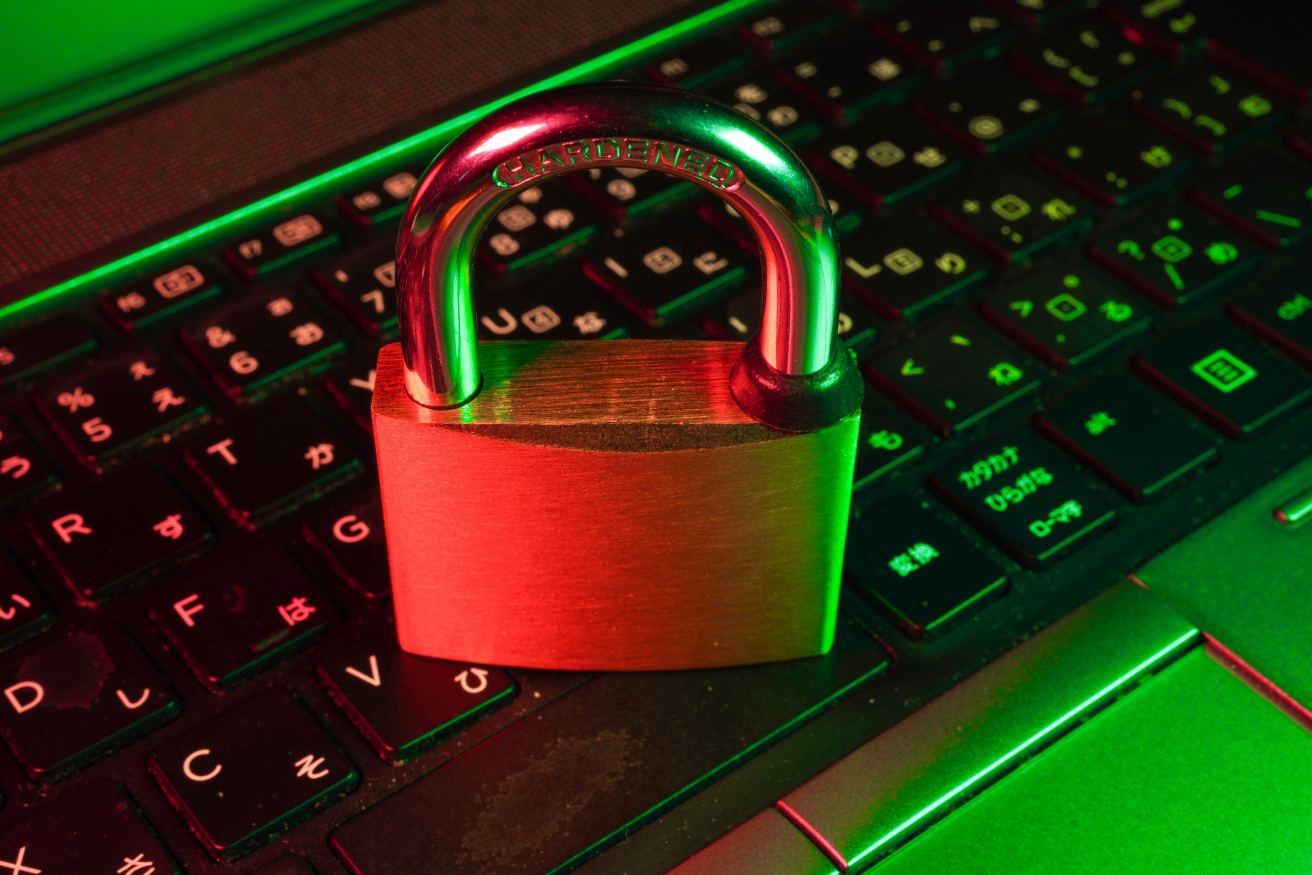 a padlock on a system keypad denoting encryption of text