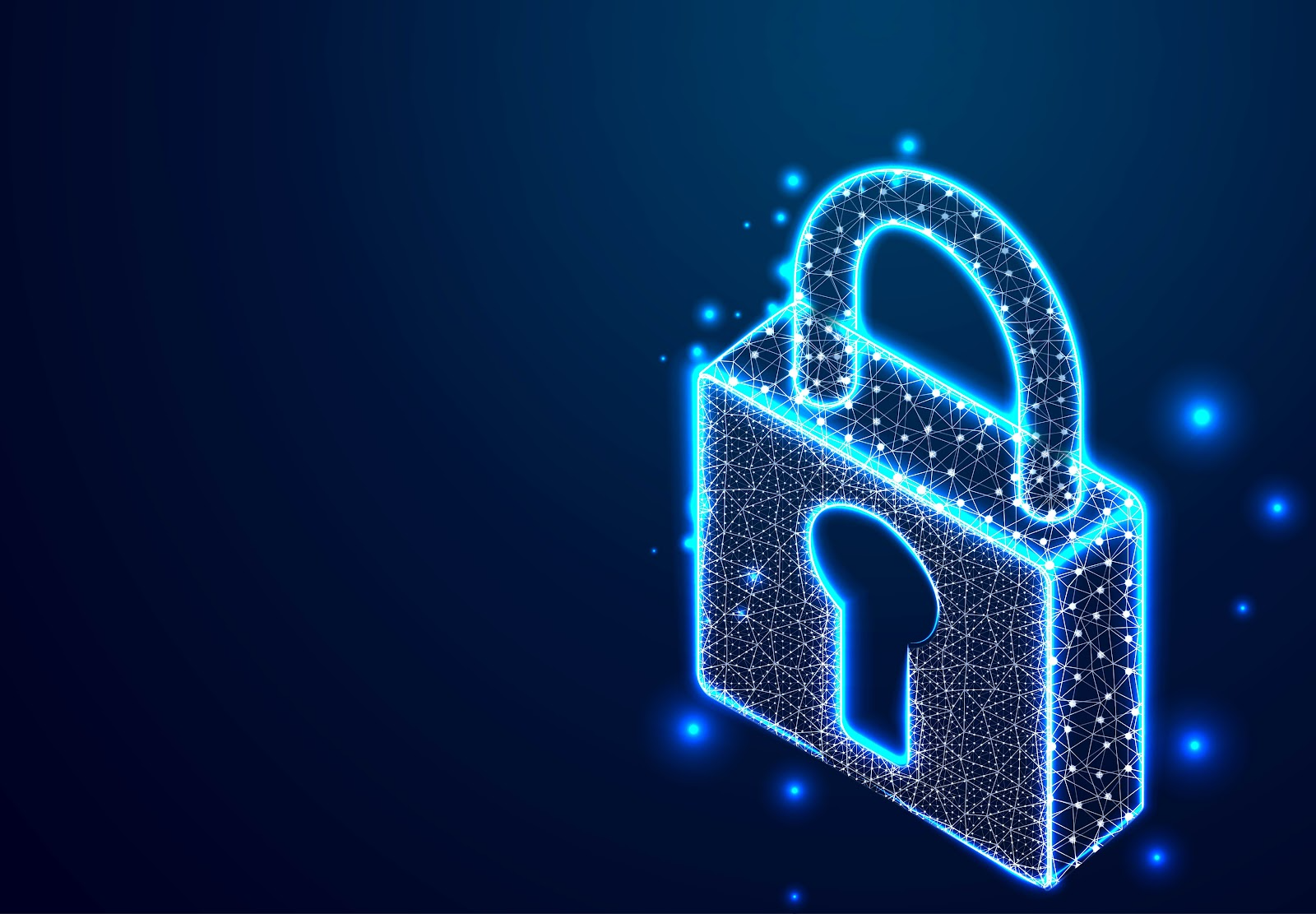 a blue glowing padlock